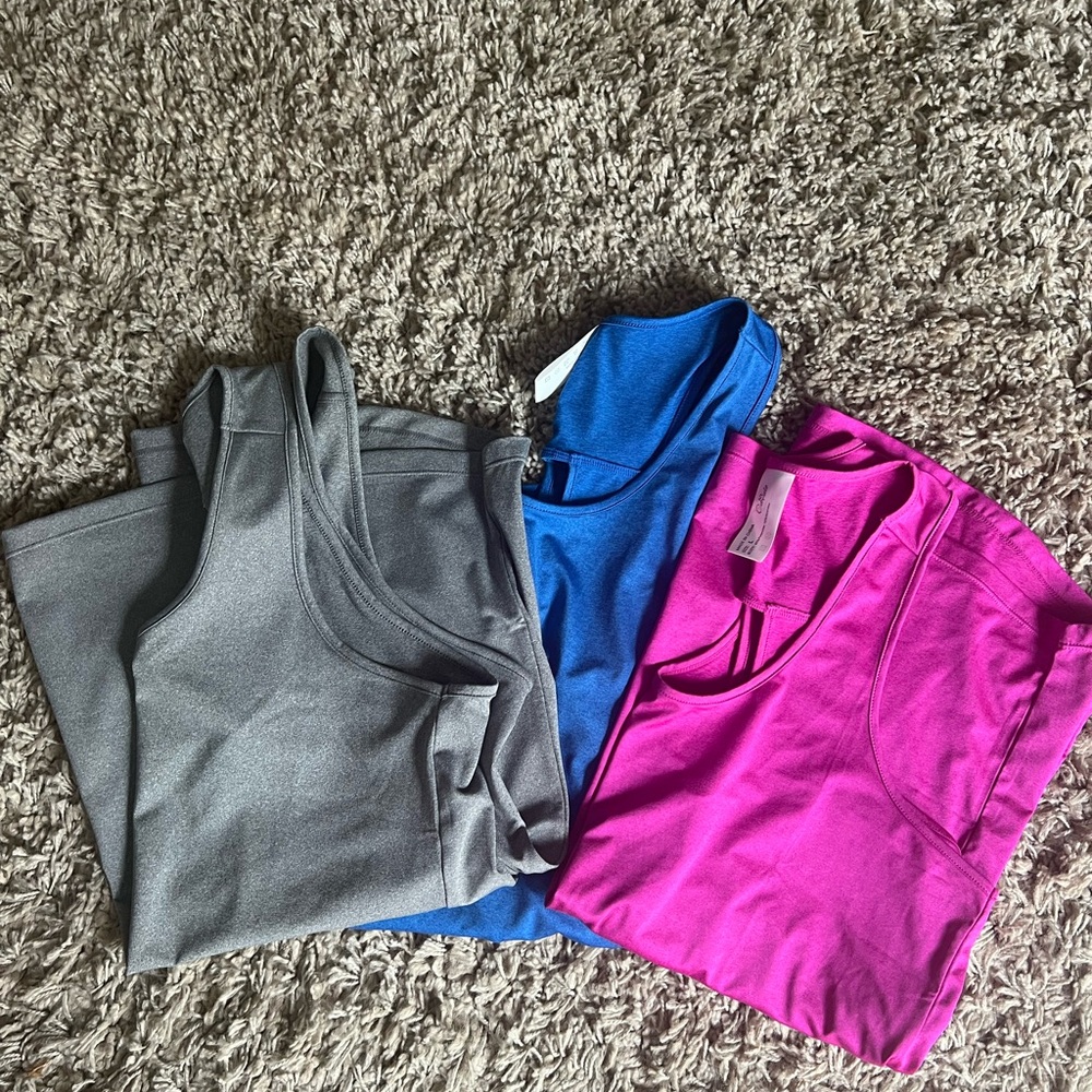 Vibrant Women's Muscle Tees - Gray, Blue, and Pink